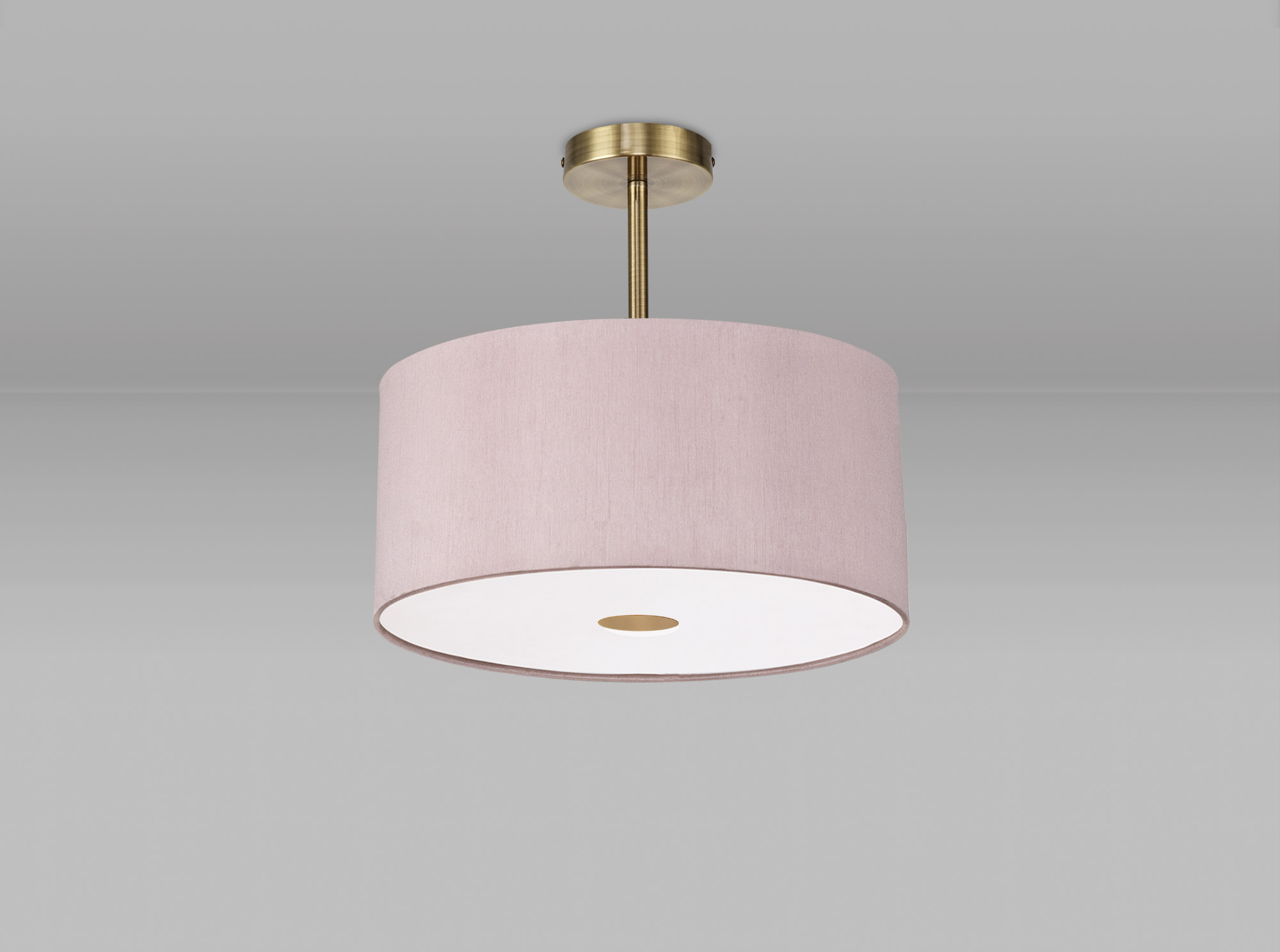 Baymont 40cm Semi Flush 1 Light Antique Brass, Taupe/Halo Gold, Frosted Diffuser DK0177  Deco Baymont
